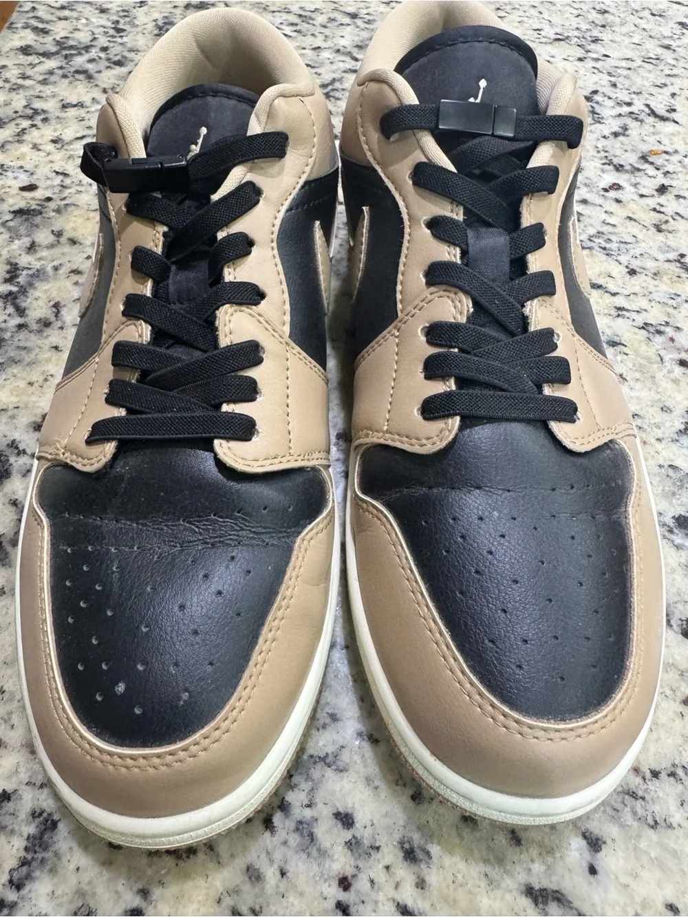 Jordan 1 low Men's Black and Tan Low-Top Athletic Sneakers